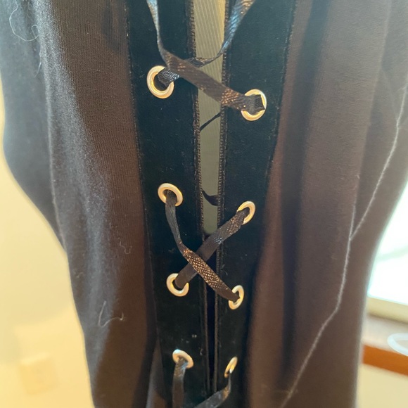 Lace up Sleeves Express size small black top - Picture 3 of 7